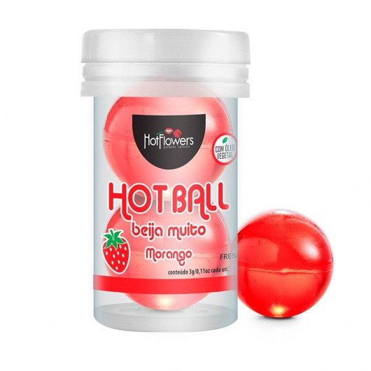 Лубрикант на масляной основе Hot Ball Beija Muito с ароматом клубники (2 шарика по 3 гр.) - HotFlowers - купить с доставкой в Брянске