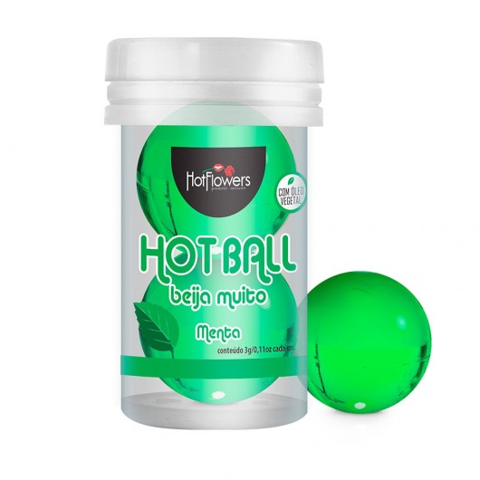 Лубрикант на масляной основе Hot Ball Beija Muito с ароматом мяты (2 шарика по 3 гр.) - HotFlowers - купить с доставкой в Брянске