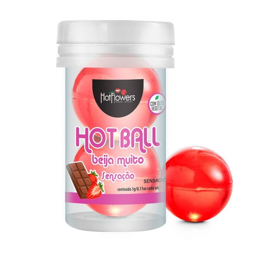 Лубрикант на масляной основе Hot Ball Beija Muito с ароматом шоколада и клубники (2 шарика по 3 гр.) - HotFlowers - купить с доставкой в Брянске