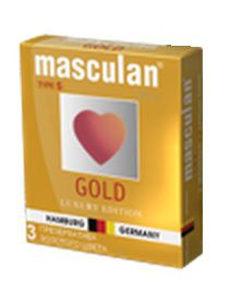 Презервативы Masculan Ultra Gold с золотым напылением и ароматом ванили - 3 шт. - Masculan - купить с доставкой в Брянске