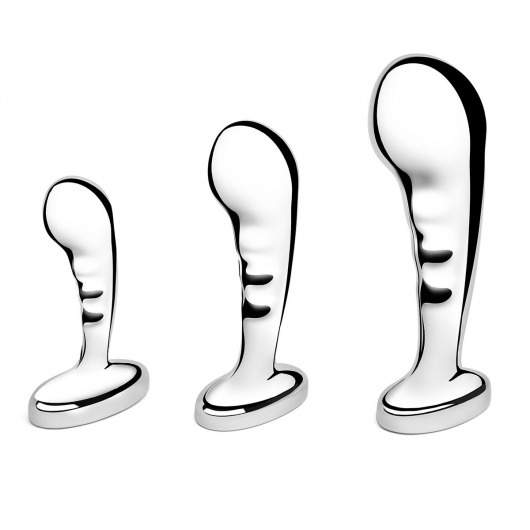 Набор из 3 стальных стимуляторов простаты Stainless Steel P-spot Training Set - b-Vibe - в Брянске купить с доставкой