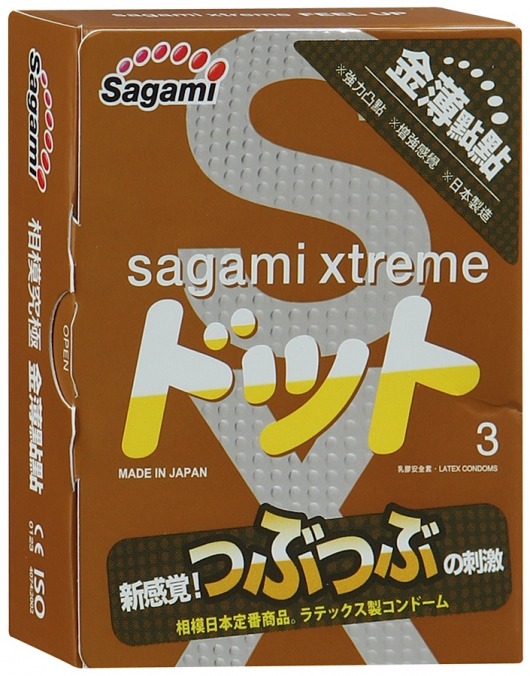 Презервативы Sagami Xtreme FEEL UP с точечной текстурой и линиями прилегания - 3 шт. - Sagami - купить с доставкой в Брянске