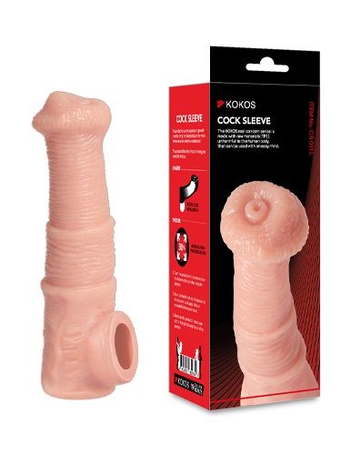 Телесная фантазийная насадка на член Cock Sleeve Size M - KOKOS - в Брянске купить с доставкой