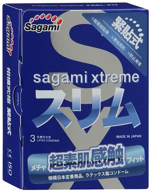 Розовые презервативы Sagami Xtreme FEEL FIT 3D - 3 шт. - Sagami - купить с доставкой в Брянске