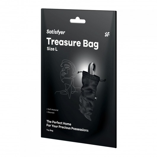 Черный мешочек для хранения игрушек Treasure Bag L - Satisfyer - купить с доставкой в Брянске