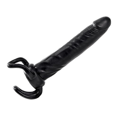 Чёрная насадка-фаллос для двойного проникновения INFLATABLE DILDO SLIM DONG  - 13,5 см. - Toyz4lovers - в Брянске купить с доставкой