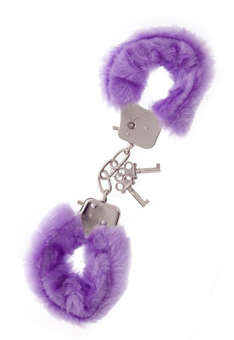 Фиолетовые меховые наручники METAL HANDCUFF WITH PLUSH LAVENDER - Dream Toys - купить с доставкой в Брянске