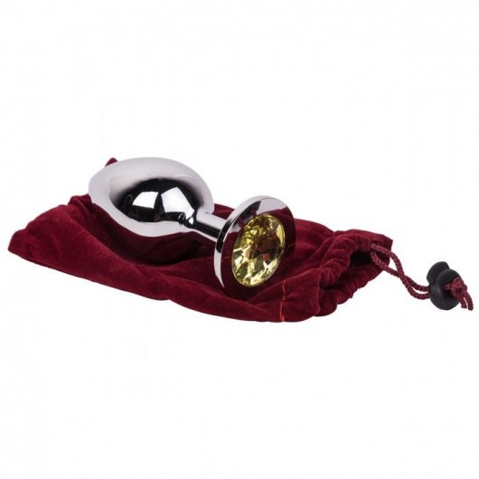 Большой стальной плаг с желтым кристаллом Sweet Lemon - 9,5 см. - Erotic Fantasy - купить с доставкой в Брянске