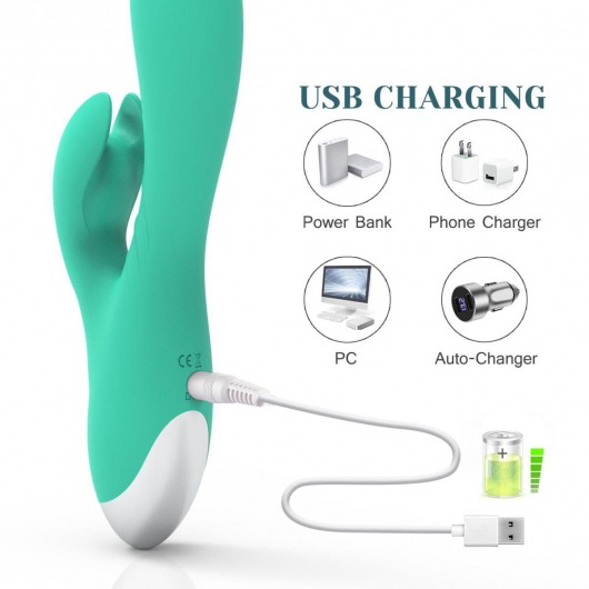 Зеленый вибратор-кролик Jade Rabbit Vibrator - 21,8 см. - Tracy s Dog