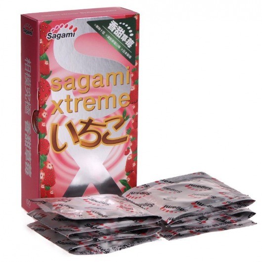 Презервативы Sagami Xtreme Strawberry c ароматом клубники - 10 шт. - Sagami - купить с доставкой в Брянске