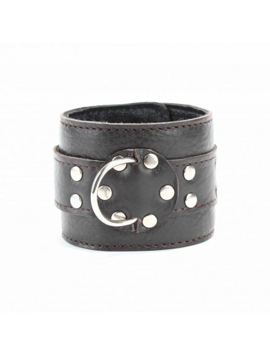 Коричневые оковы из мягкой кожи на металлической цепочке - БДСМ Арсенал - купить с доставкой в Брянске