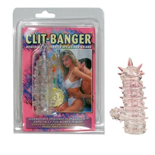 Прозрачная насадка с шипами и клиторальной шишечкой CLIT-BANGER SLEEVE IN CLEAR - Tonga - в Брянске купить с доставкой