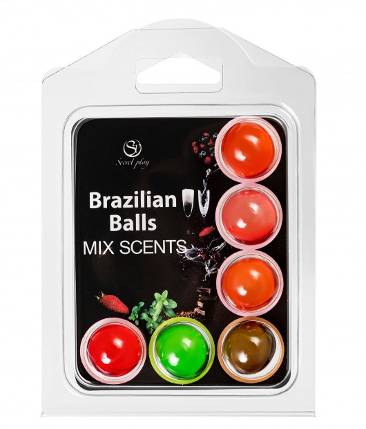 Набор из 6 шариков с ароматизированными массажными маслами Brazilian Balls - Secret Play - купить с доставкой в Брянске