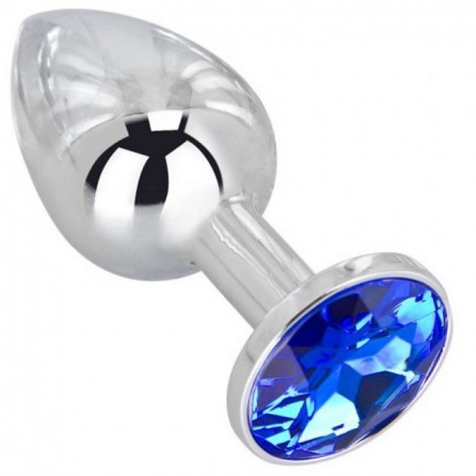 Анальное украшение BUTT PLUG  Small с синим кристаллом - 7 см. - Anal Jewelry Plug - купить с доставкой в Брянске