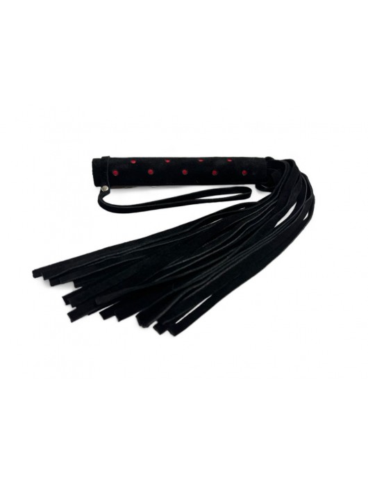 Черная замшевая плеть с красными точками на рукояти Red dot Princess - 43 см. - БДСМ Арсенал - купить с доставкой в Брянске
