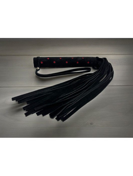 Черная замшевая плеть с красными точками на рукояти Red dot Princess - 43 см. - БДСМ Арсенал - купить с доставкой в Брянске