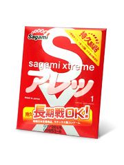 Утолщенный презерватив Sagami Xtreme FEEL LONG с точками - 1 шт. - Sagami - купить с доставкой в Брянске