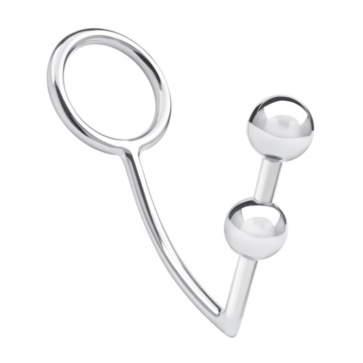Кольцо на пенис с анальным стимулятором Two Bead Stainless Steel Anal Hook   Cock Ring - BlueLine - в Брянске купить с доставкой
