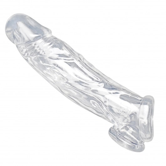 Прозрачная насадка для увеличения члена Realistic Clear Penis Enhancer and Ball Stretcher - 20,3 см. - XR Brands - в Брянске купить с доставкой