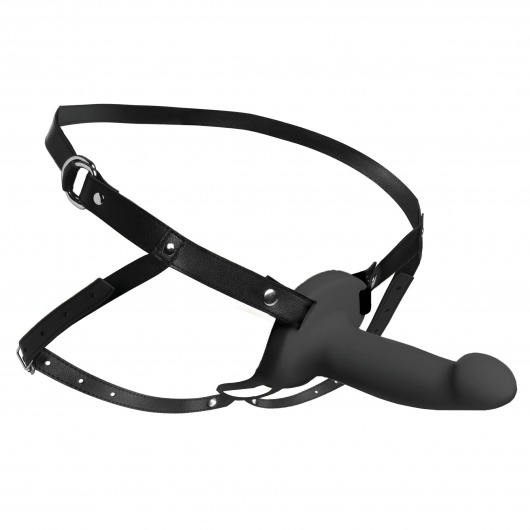 Черный полый страпон с вибрацией 2’’ Erection 28X Smooth Vibrating Silicone Penis Sheath - XR Brands - купить с доставкой в Брянске