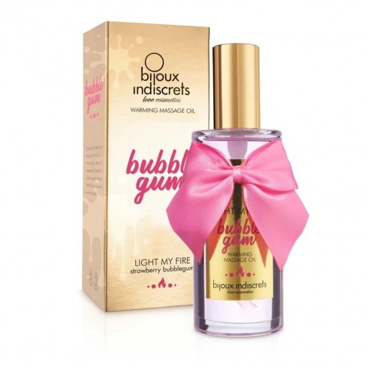 Разогревающее массажное масло Light My Fire Bubble Gum с ароматом бабл-гам - 100 мл. - Bijoux Indiscrets - купить с доставкой в Брянске