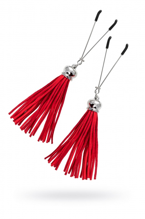 Зажимы на соски «Вилки» с красными кисточками из замши - Pecado - купить с доставкой в Брянске