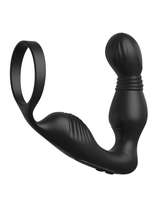 Черный вибростимулятор простаты с эрекционным кольцом Ass-Gasm Pro P-Spot Milker - Pipedream - в Брянске купить с доставкой
