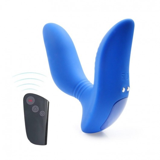 Синий вибромассажер простаты 3,5’’ Remote Control Curve P-spot Massager - 12 см. - Erokay - в Брянске купить с доставкой