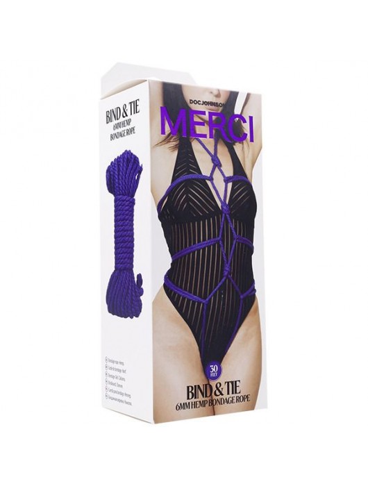 Фиолетовая верёвка для связывания и фиксации Bind Tie - 9,14 м. - Doc Johnson - купить с доставкой в Брянске