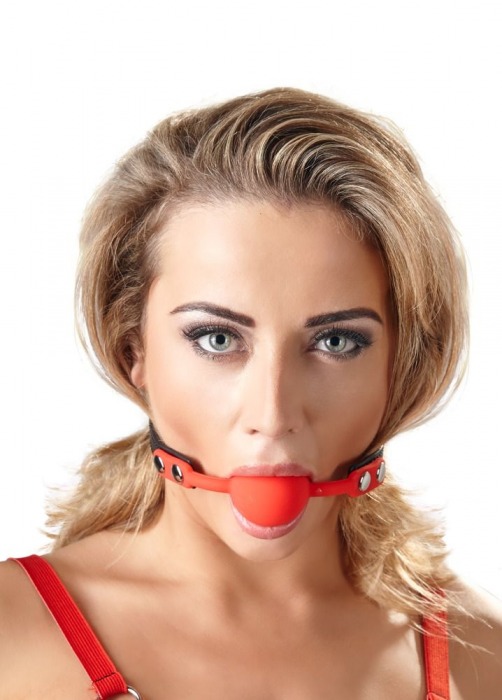 Силиконовый кляп-шар на чёрных ремешках Red Gag silicone - Orion - купить с доставкой в Брянске