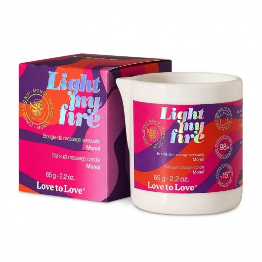 Массажная свеча Light My Fire с ароматом моной - 80 мл. - Love to Love - купить с доставкой в Брянске