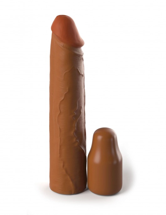 Коричневая насадка на член 2  Silicone X-tension - 20,3 см. - Pipedream - в Брянске купить с доставкой