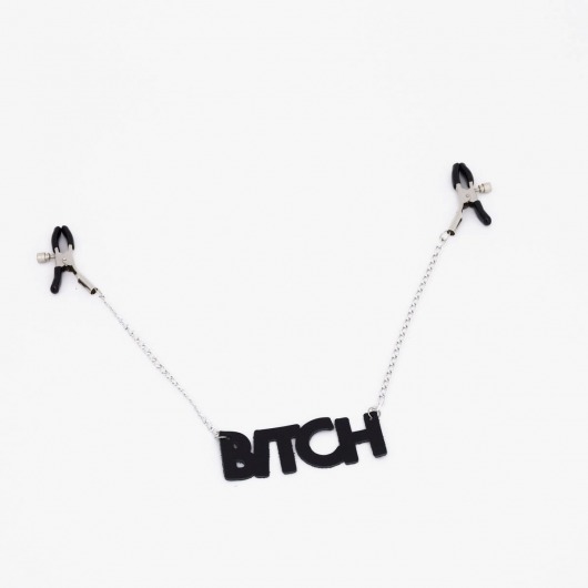 Зажимы на соски с кожаной подвеской Bitch - Crazy Handmade - купить с доставкой в Брянске