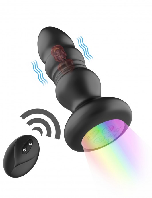 Черная анальная вибропробка с фрикционным механизмом и LED-подсветкой - 12,5 см. - Secwell в Брянске Черная анальная вибропробка с фрикционным механизмом и LED-подсветкой - 12,5 см. - Secwell