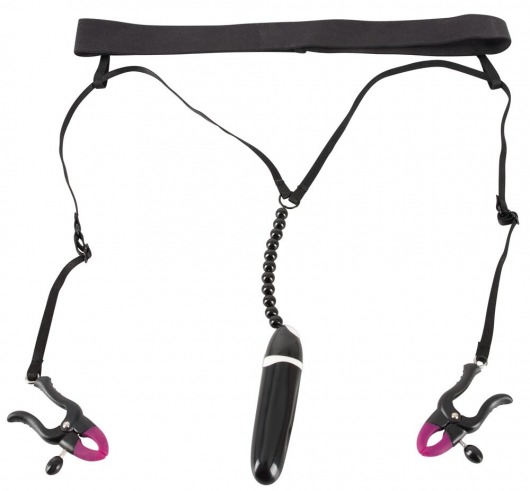 Женские вибростринги с зажимами для половых губ Spreader String with Vibrator - Orion - купить с доставкой в Брянске