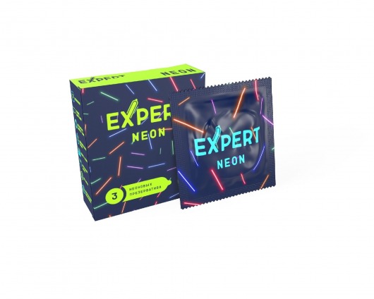 Светящиеся в темноте презервативы Expert Neon - 3 шт. - Expert - купить с доставкой в Брянске