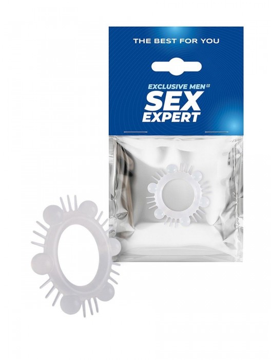 Эластичное эрекционное кольцо с шипиками и шариками - Sex Expert - в Брянске купить с доставкой