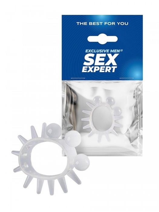Эластичное эрекционное кольцо с шариками и лучами - Sex Expert - в Брянске купить с доставкой
