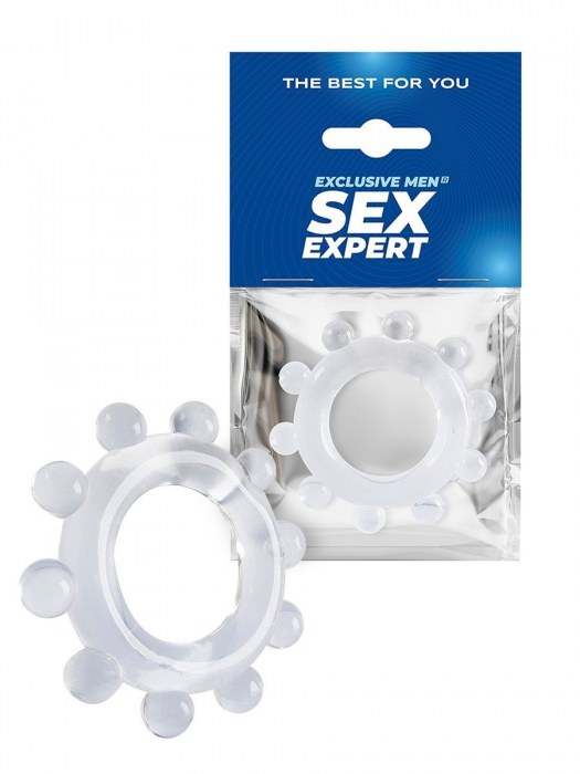 Прозрачное эрекционное кольцо со стимулирующими шариками - Sex Expert - в Брянске купить с доставкой