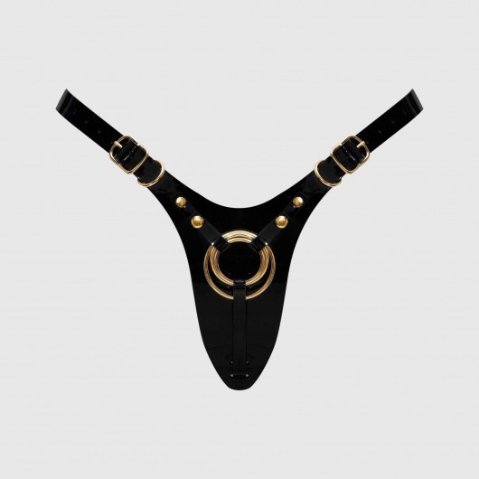 Черный пояс для фиксации насадок Strap-On-Me Leatherette Harness Fabulous - Strap-on-me - купить с доставкой в Брянске