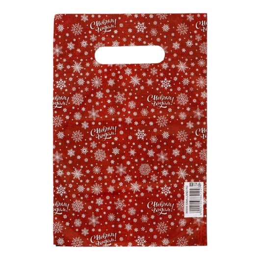 Красный подарочный новогодний пакет с вырубной ручкой (20х30 см) - Сима-Ленд - купить с доставкой в Брянске