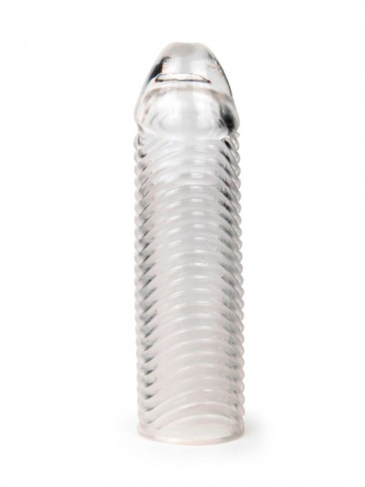 Прозрачная закрытая насадка на пенис с ребрышками - 16 см. - Sex Expert - в Брянске купить с доставкой