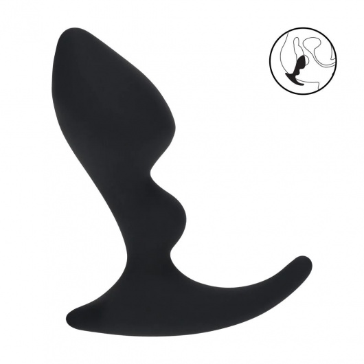 Черная анальная пробка для массажа простаты Double Ripple Silicone Prostate Massager - Shots Media BV - в Брянске купить с доставкой