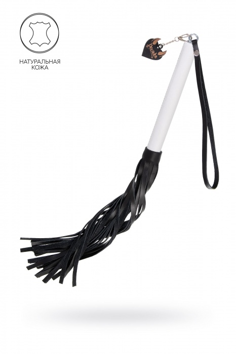 Плеть с белой рукоятью и чёрными хлыстами - 50 см. - Pecado - купить с доставкой в Брянске