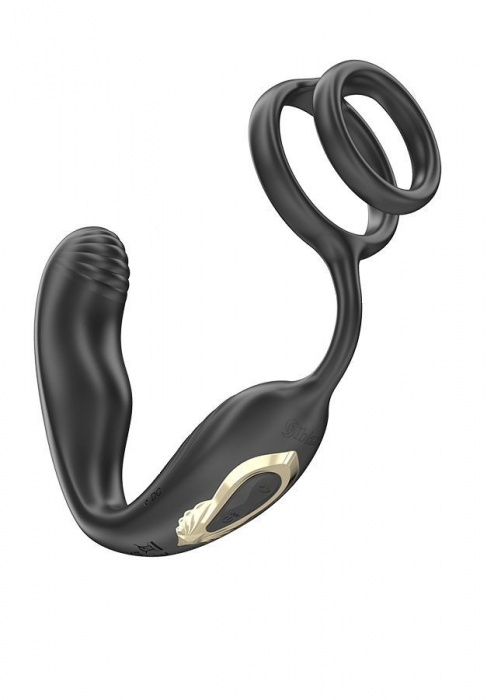 Черная анальная пробка с вращением и эрекционными кольцами - Ibiza - в Брянске купить с доставкой