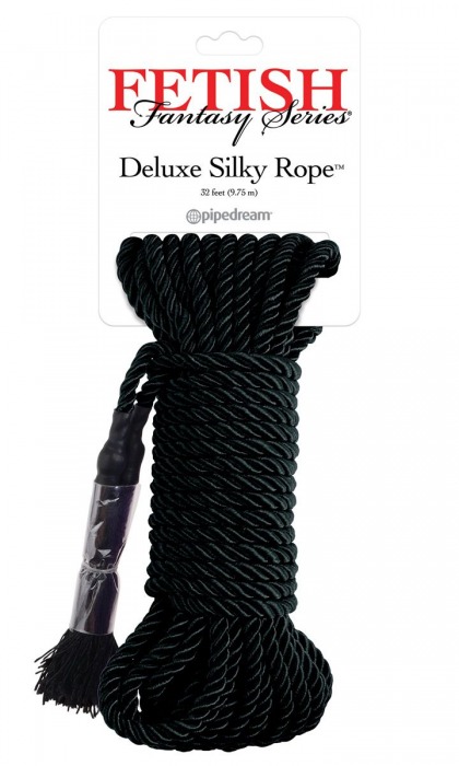 Черная веревка для фиксации Deluxe Silky Rope - 9,75 м. - Pipedream - купить с доставкой в Брянске