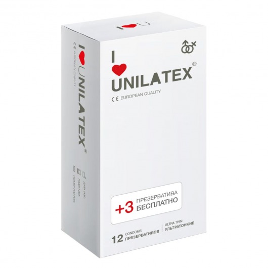 Ультратонкие презервативы Unilatex Ultra Thin - 12 шт. + 3 шт. в подарок - Unilatex - купить с доставкой в Брянске