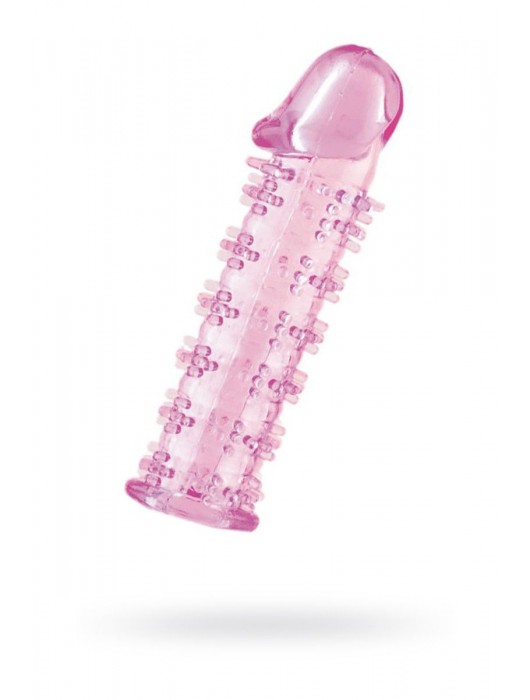 Гелевая розовая насадка на фаллос с шипами - 12 см. - Toyfa Basic - в Брянске купить с доставкой