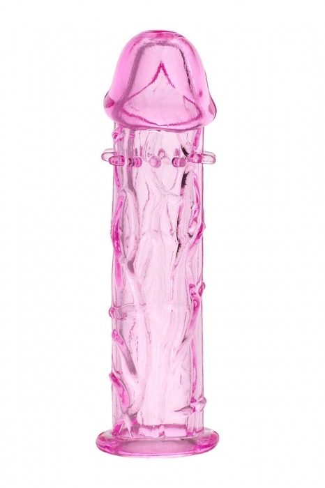 Гладкая розовая насадка с усиками под головкой - 12,5 см. - Toyfa Basic - в Брянске купить с доставкой