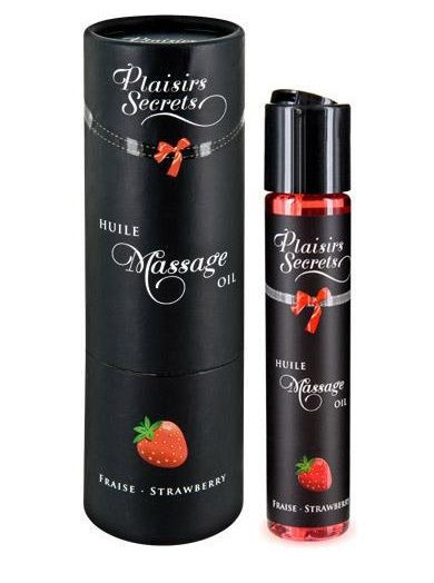 Массажное масло с ароматом клубники Huile de Massage Gourmande Fraise des Bois - 59 мл. - Plaisir Secret - купить с доставкой в Брянске